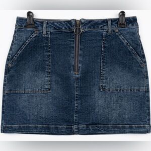 Blue Spice Dark Blue Denim Mini Skirt with Front Zip